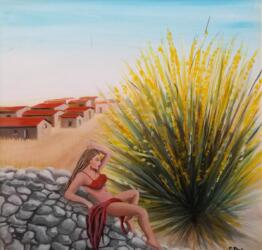 All'ombra della ginestra- acrilico su tela- 60x60