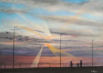 Tramonto sul lungomare- acrilico su tela- 70x50