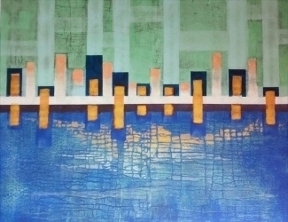 Riflessi sul lagoacrilico su legno81x63