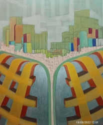 Scontro di civiltàacrilico su legno61x75