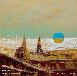 Ospitando il sole di KievAcrilico su legno 40x40