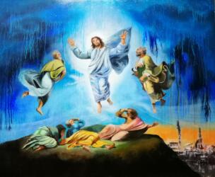 Omaggio a Raffaello-Trasfigurazione-particolare-Acrilico su mdf-100x80